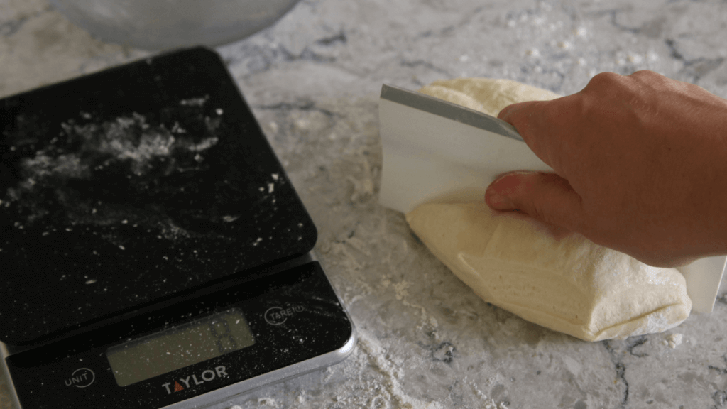 cutting dough with bench scraper