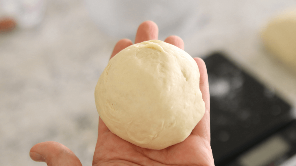 soft sourdough hamburger bun dough raw and formed