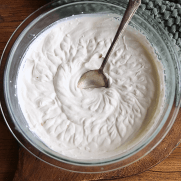 big bowl of homemade whipped cream