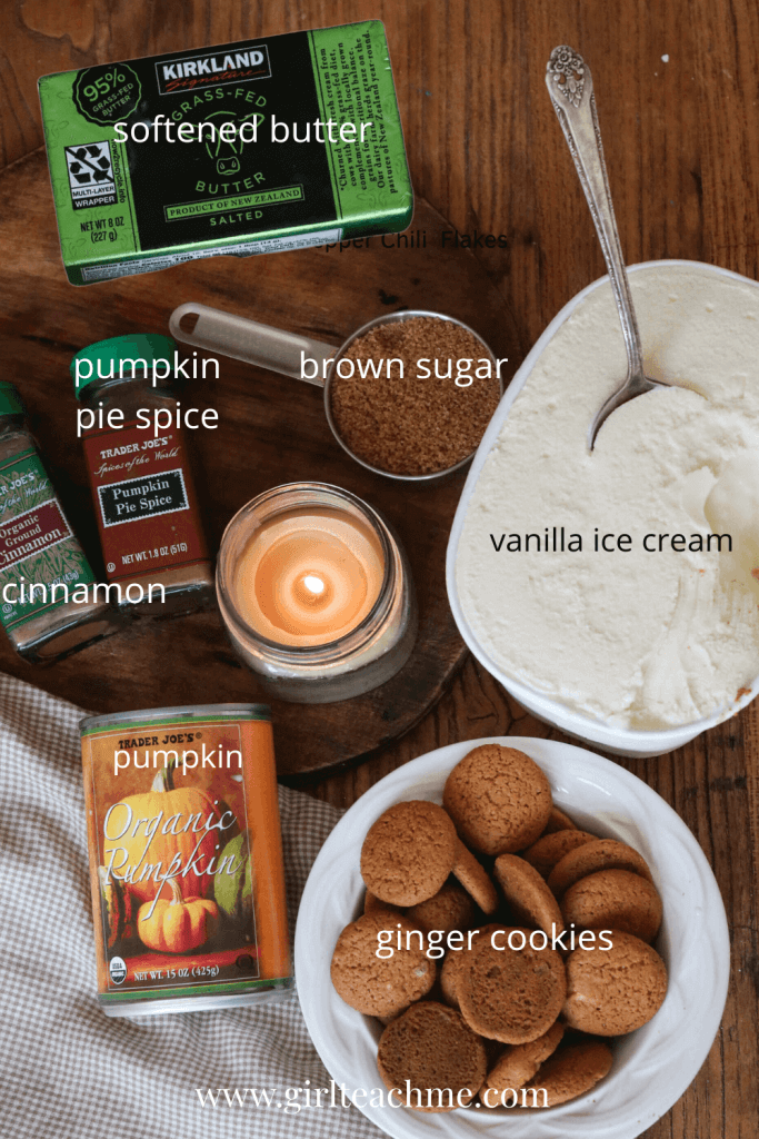 ingredients for pumpkin pie ice cream cake