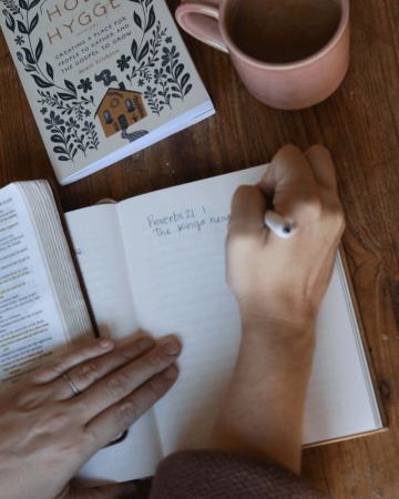 mom journaling with Bible