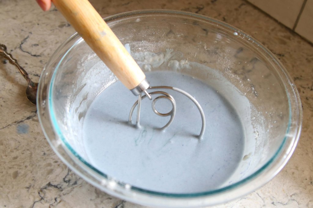 mixing up watercolor homemade playdough