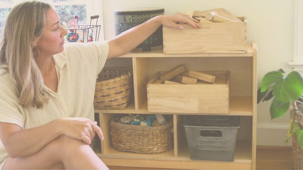 woman with her organized toys