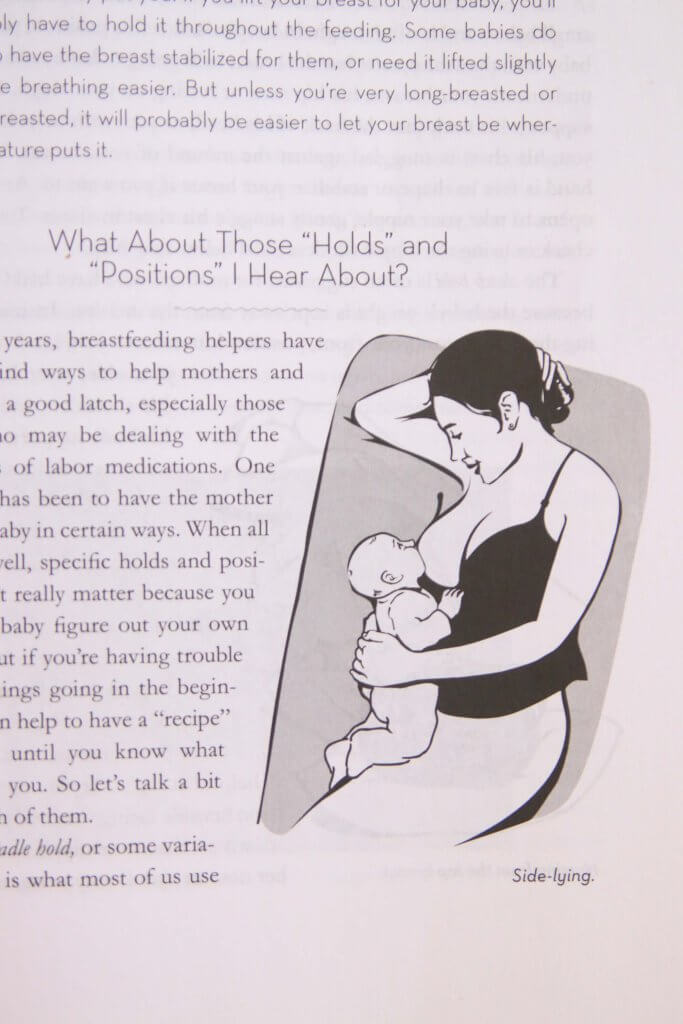 photo of book with illustration of side lying breastfeeding position