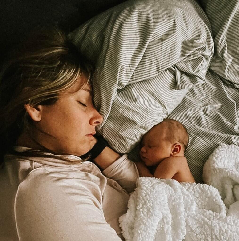 mom and baby sleeping together